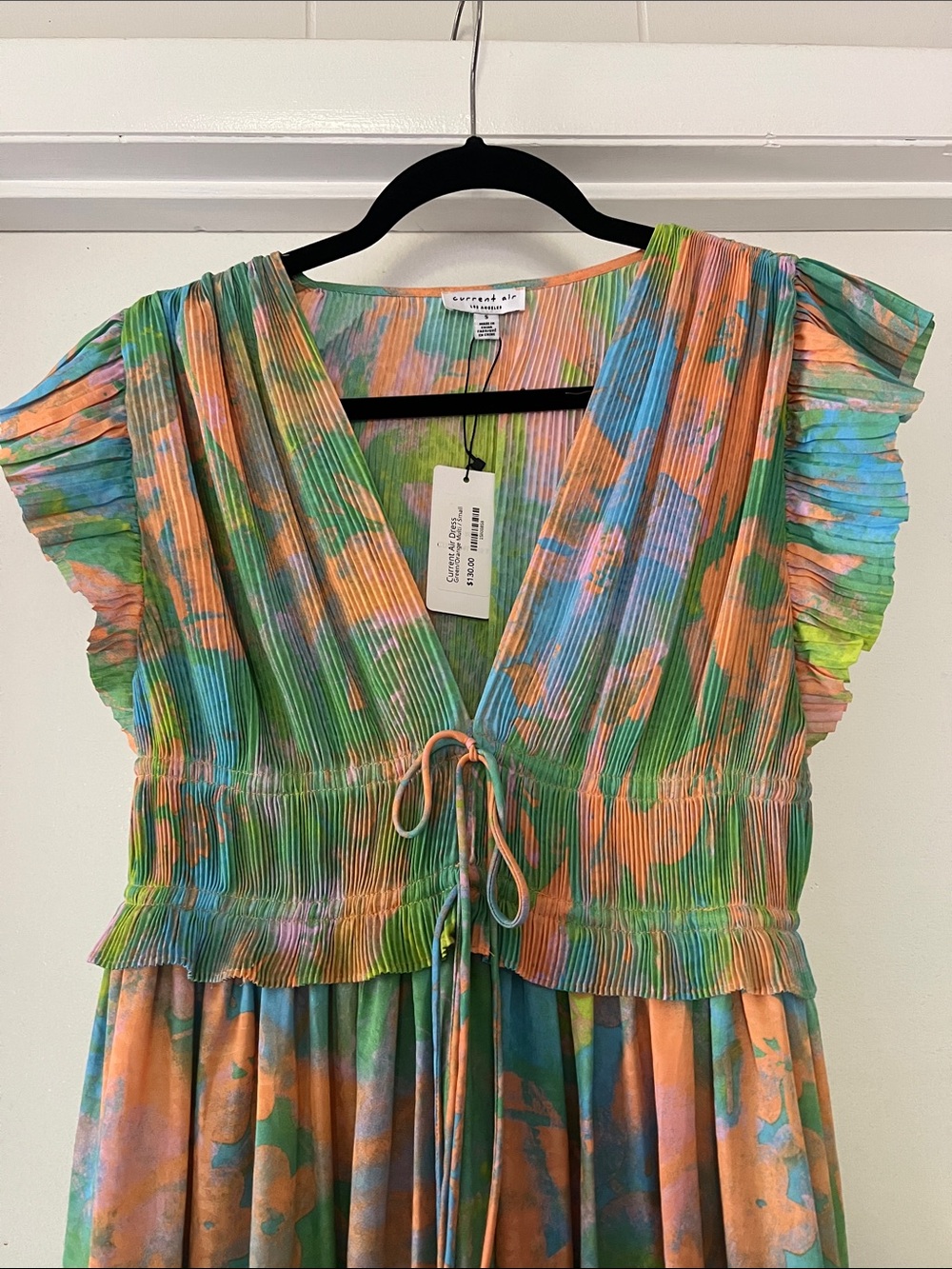 Current Air Islamorada Multicolor Pleated V-Neck Midi Dress - Picture 5 of 10